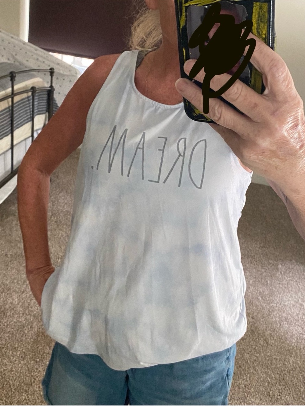 Rae Dunn Light Blue & White 'DREAM' Tank Top